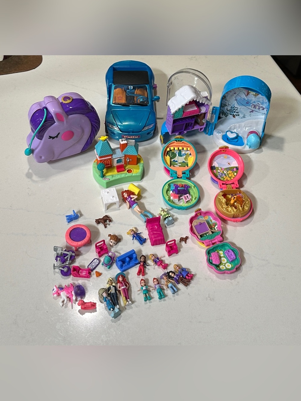 Polly Pocket Lot Car World Snow Secret Compact Mattel Vintage Figurines Play